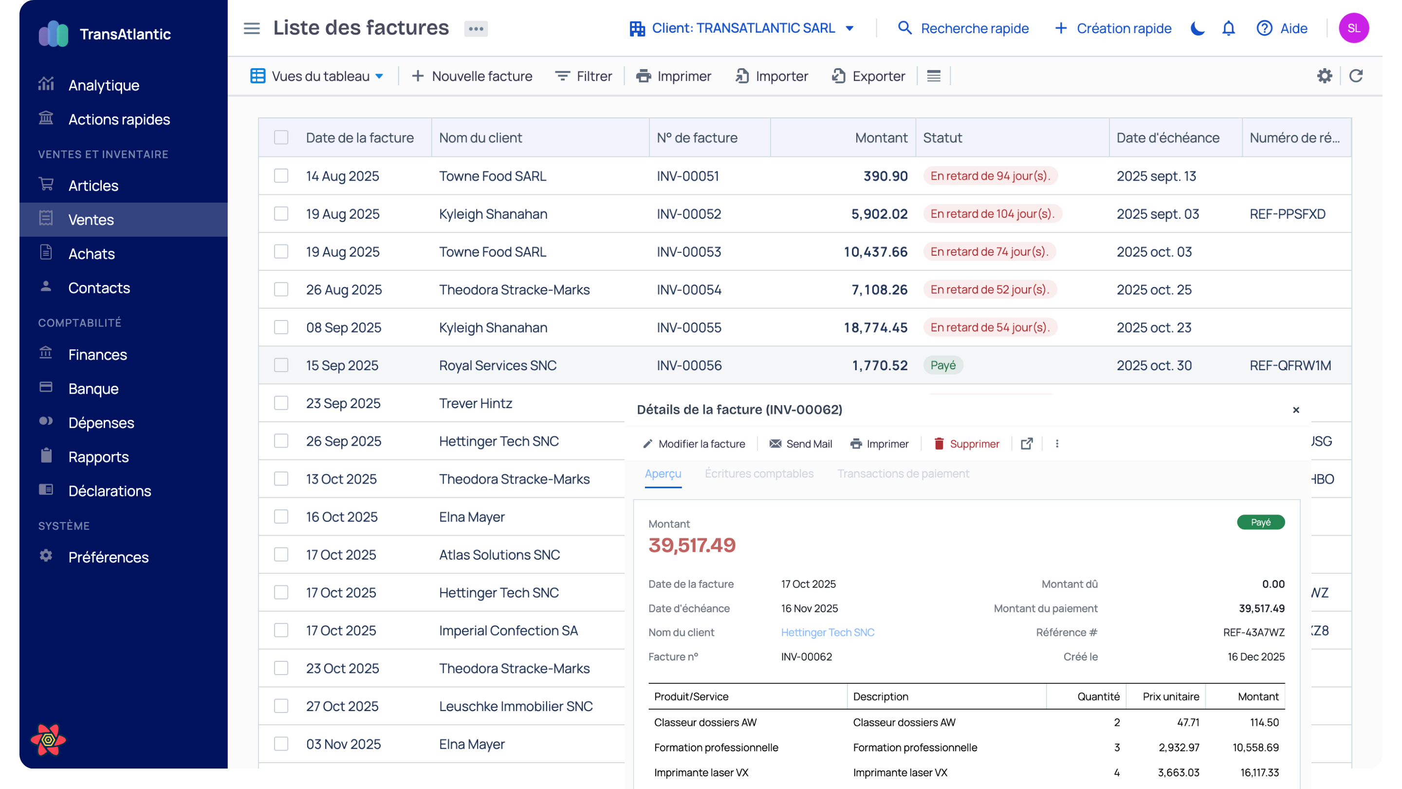 Invoice and CRM Management Interface